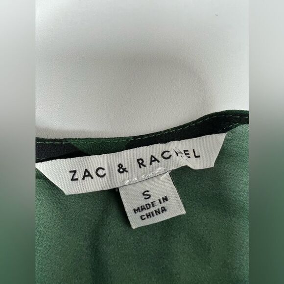 Zac and Rachel Bohemian Green Purple Blue Floral Sheer Top Size S Cuffed sleeve - Picture 5 of 14